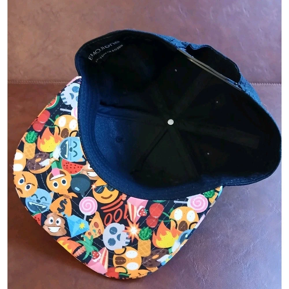 Emoji Flat Bill Snapback Adjustable‎ Black Hat Cap #1587